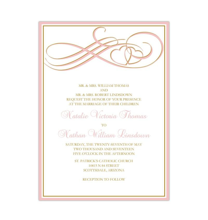 Two Hearts Wedding Invitations
 Two Hearts Be e e Invitation Blush Pink Gold Wedding