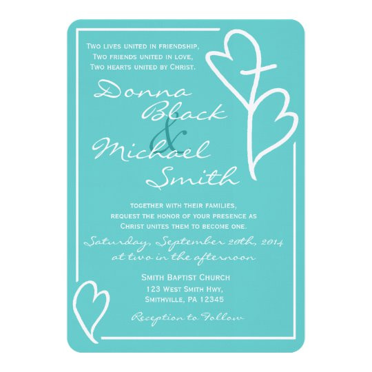 Two Hearts Wedding Invitations
 Two Hearts Cross Religious Wedding Invitations