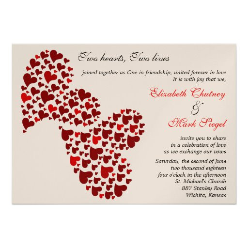 Two Hearts Wedding Invitations
 Two Hearts Wedding Invitations 5" X 7" Invitation Card