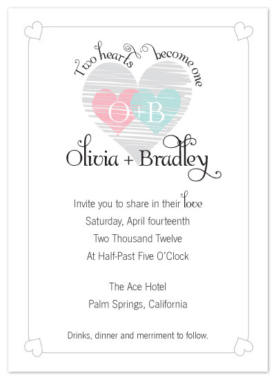 Two Hearts Wedding Invitations
 wedding invitations Two Hearts Be e e at Minted