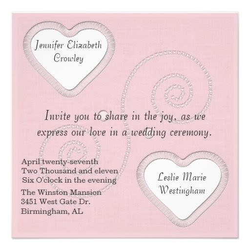 Two Hearts Wedding Invitations
 Two Hearts Wedding Invitation 5 25" Square Invitation Card