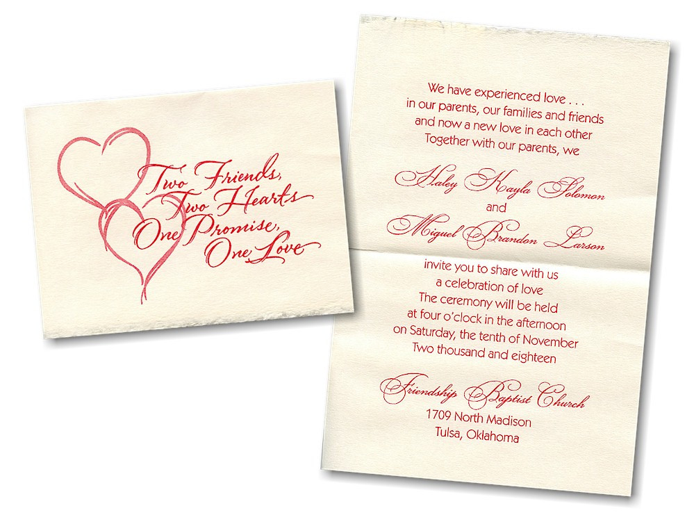 Two Hearts Wedding Invitations
 Two Friends Two Hearts Wedding Invitation
