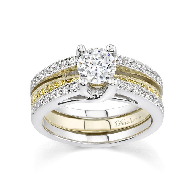 Two Tone Wedding Rings
 Barkev s Two tone engagement set with white & yellow