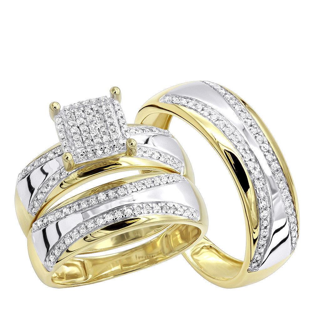 Two Tone Wedding Rings
 Two Tone 10k Gold Wedding Band and Engagement Ring Set