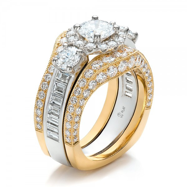 Two Tone Wedding Rings
 Estate Two Tone Wedding and Engagement Ring Set