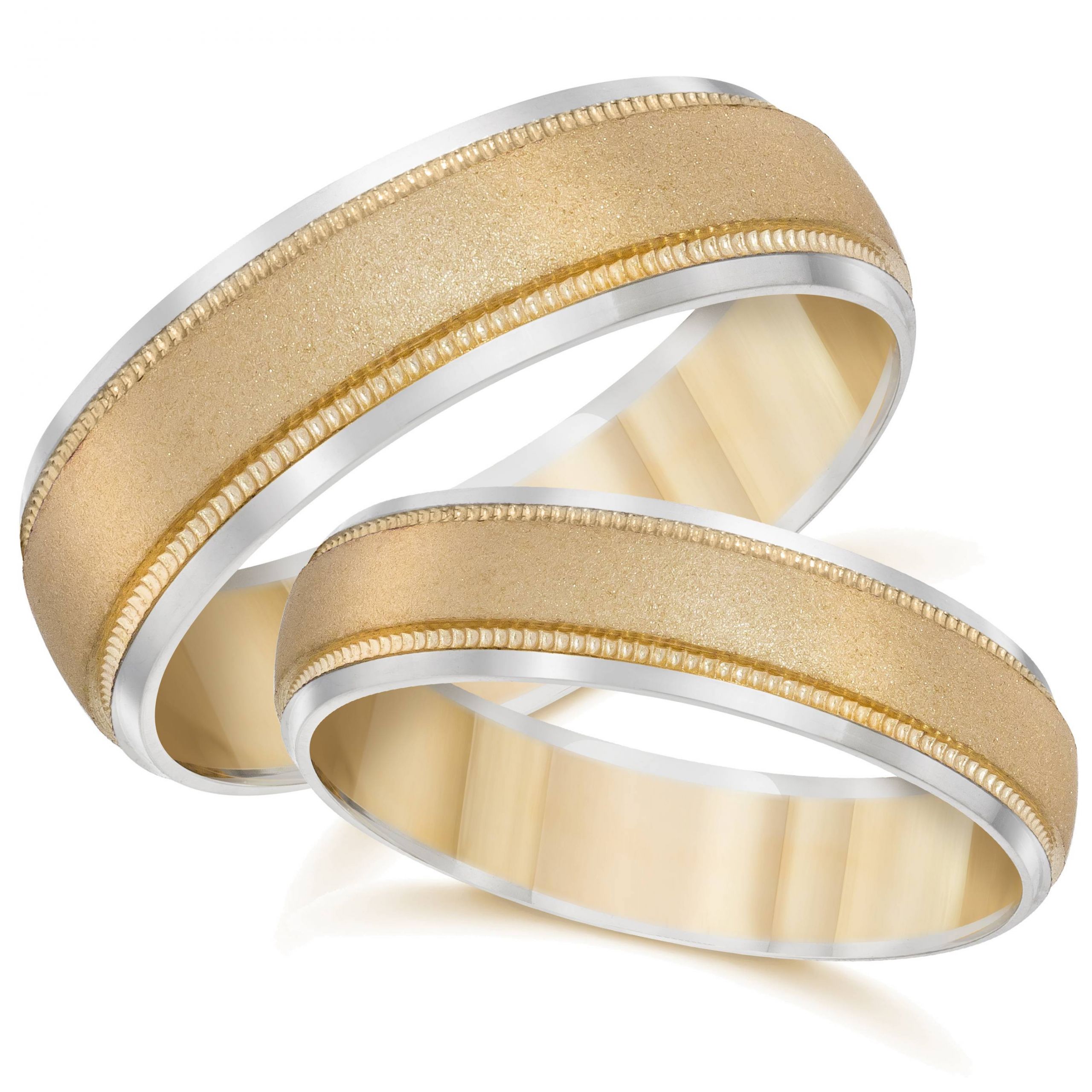 Two Tone Wedding Rings
 Gold Matching His Hers Two Tone Wedding Band Ring Set