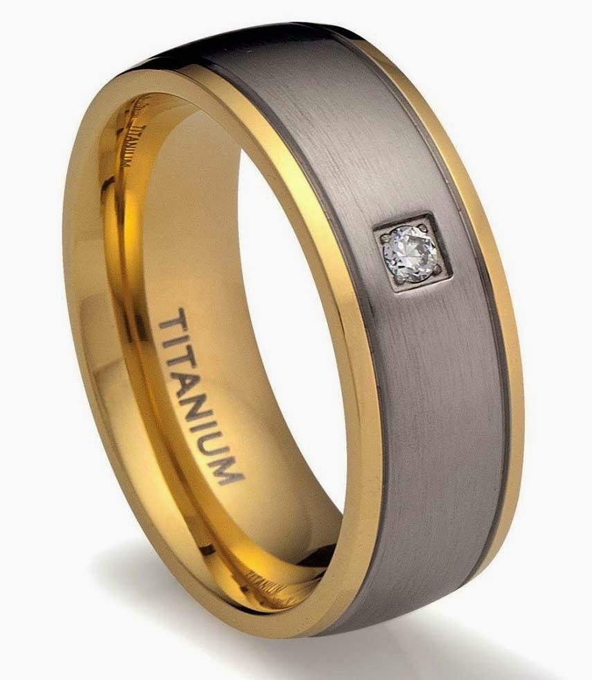 Two Tone Wedding Rings
 Mens Titanium Wedding Rings Gray Two Tone Gold Diamond Model