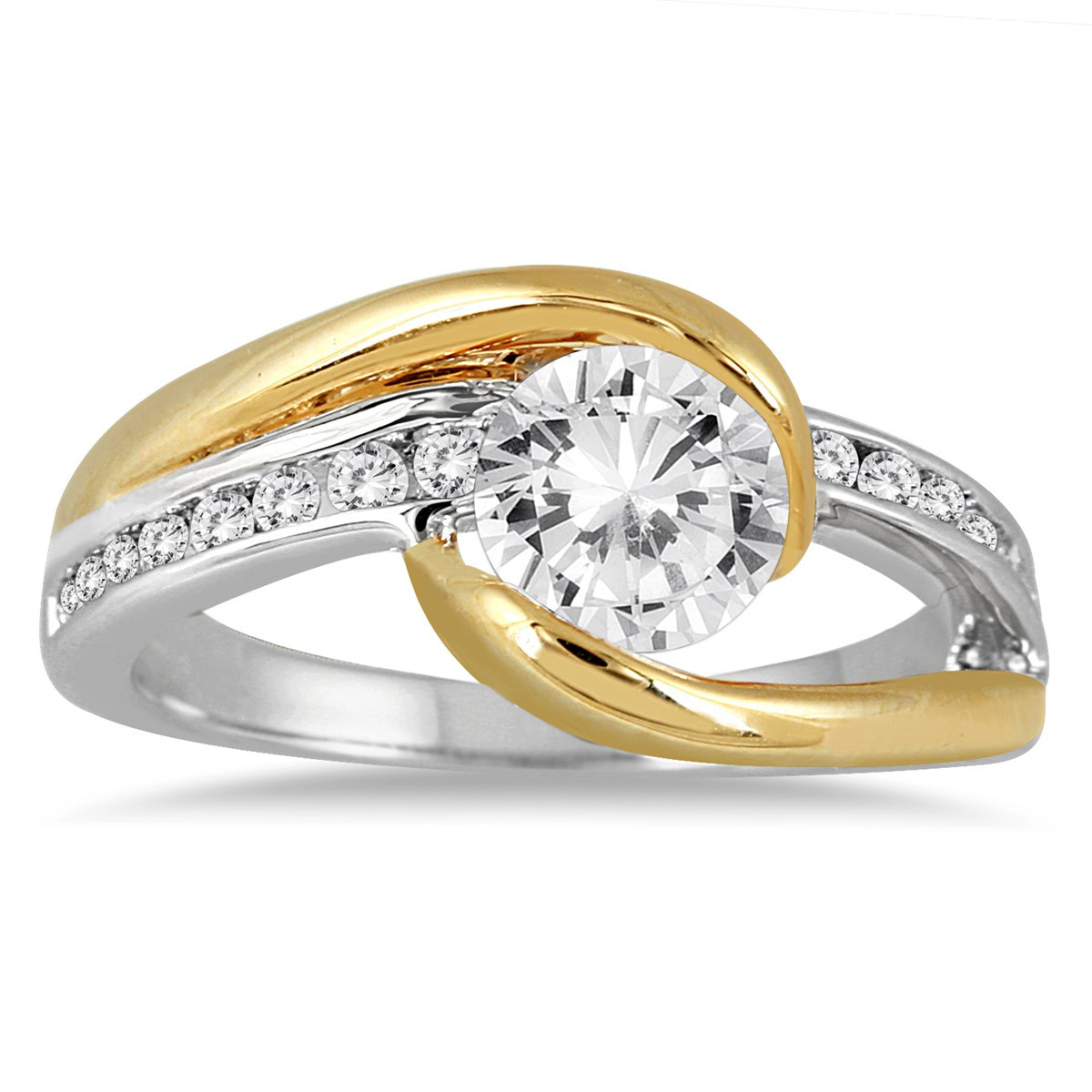 Two Tone Wedding Rings
 1 1 5 Carat Diamond Engagement Ring in Two Tone 14K Gold