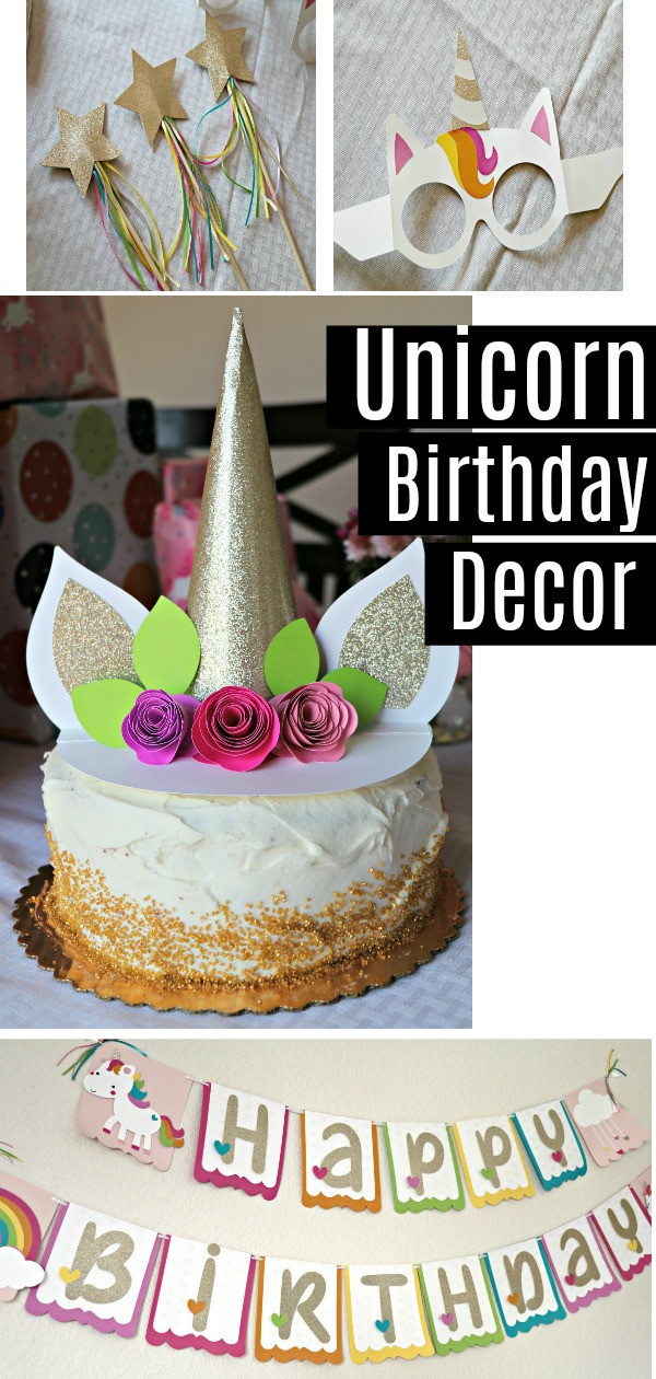 Unicorn Birthday Party Ideas Diy
 DIY Unicorn Birthday Party Decorations Banner Cake