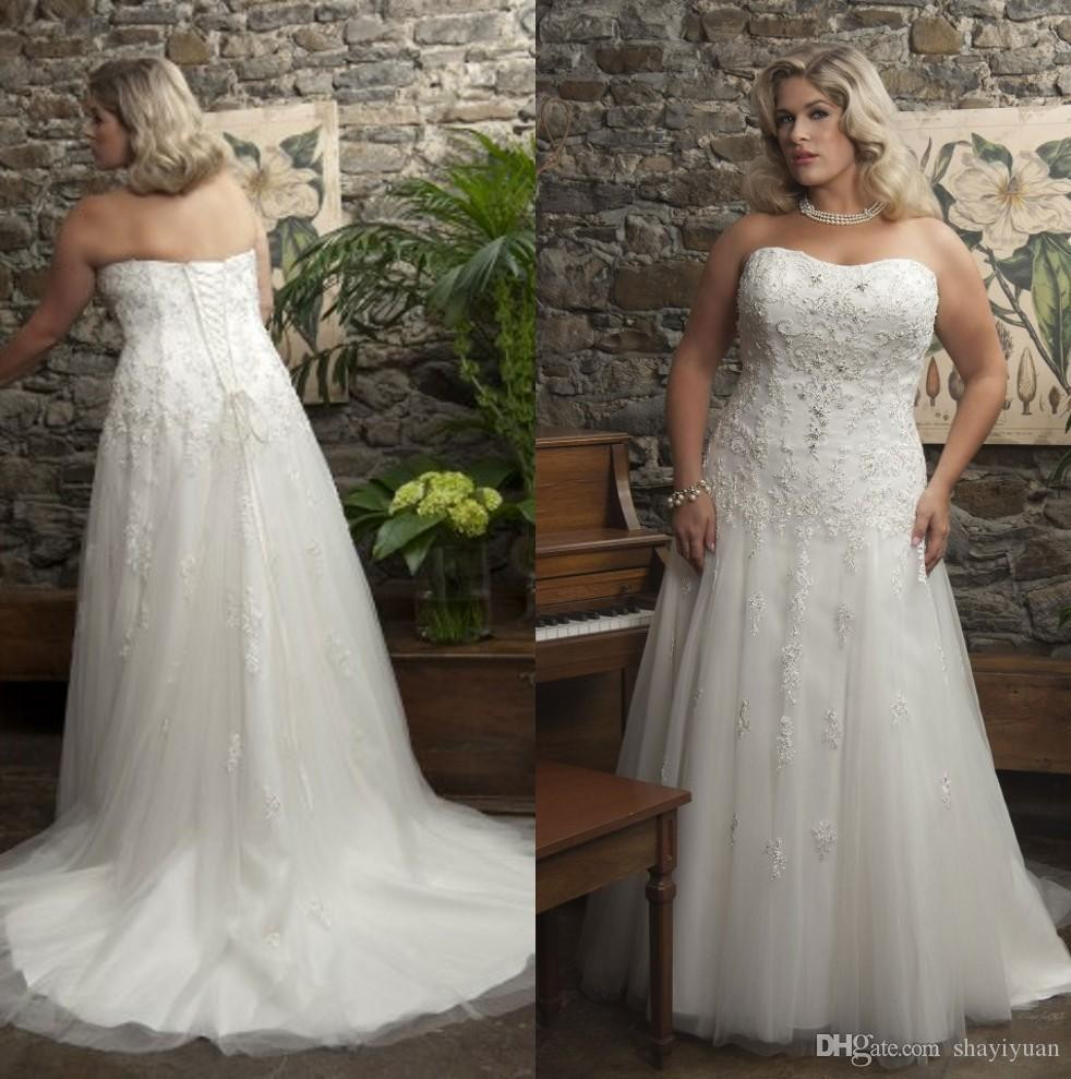 Used Plus Size Wedding Dresses
 Plus Size Wedding Dresses Strapless Tulle A Line Court