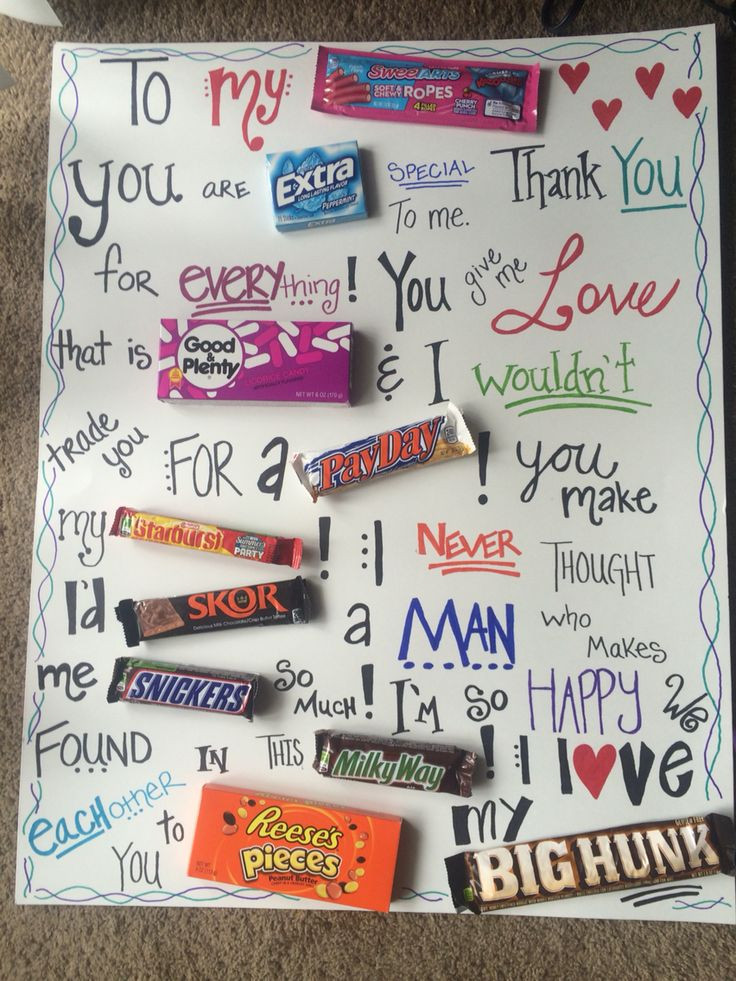 Valentine Gift Ideas For 16 Year Old Boyfriend
 Fun and sweet candy board I made for my boyfriend for our