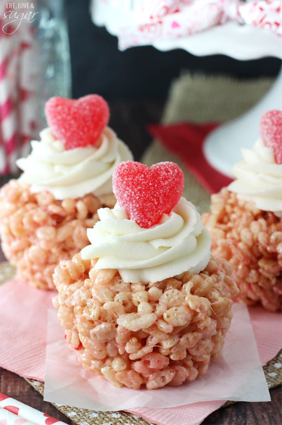Valentine'S Day Desserts For Two
 Valentines Day Rice Krispie Treat Cupcakes Life Love and