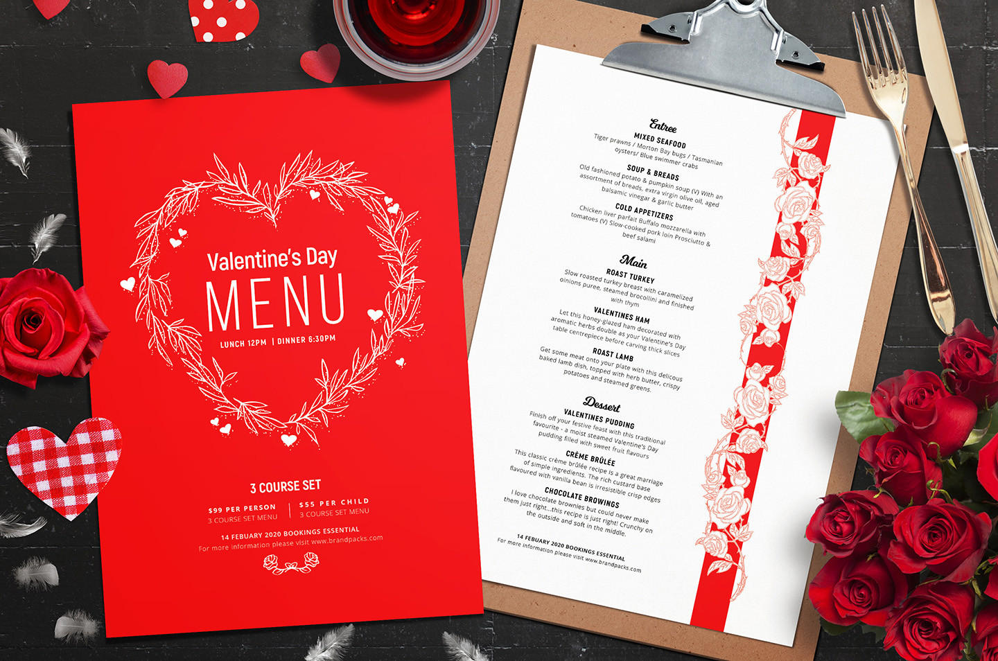 Valentine'S Day Dinner 2020
 Valentines Menu Template Vol 2 PSD Ai & Vector BrandPacks