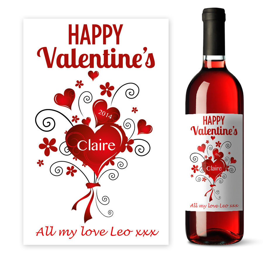 Valentine'S Day Dinner
 Personalised red Valentine s Day Wine label t
