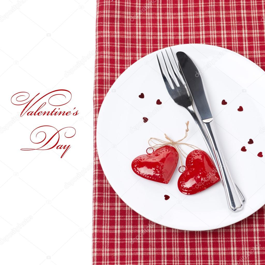 Valentine'S Day Dinner
 Festive table setting for Valentine s Day with fork knife