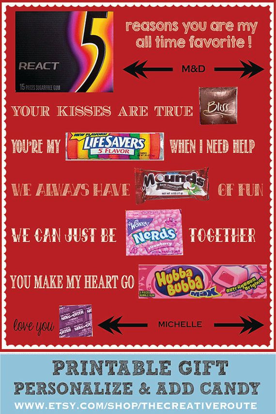 Valentines Day Candy Poster
 Valentine Just add candy and personalize Candy Poster