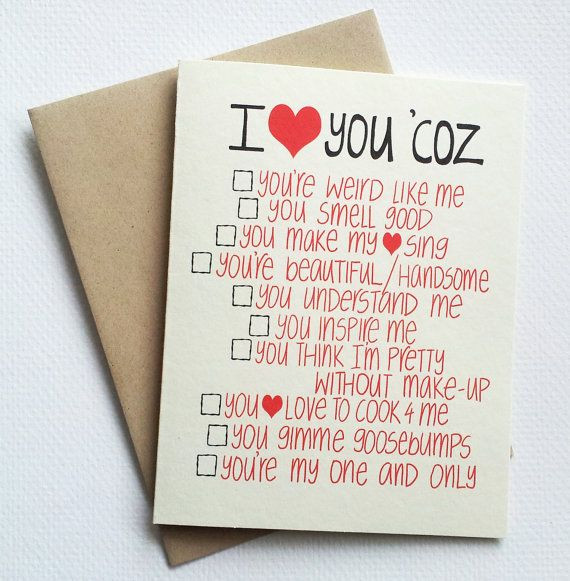 Valentines Day Cards Ideas For Him
 You could DIY I love you card with funny list romantic