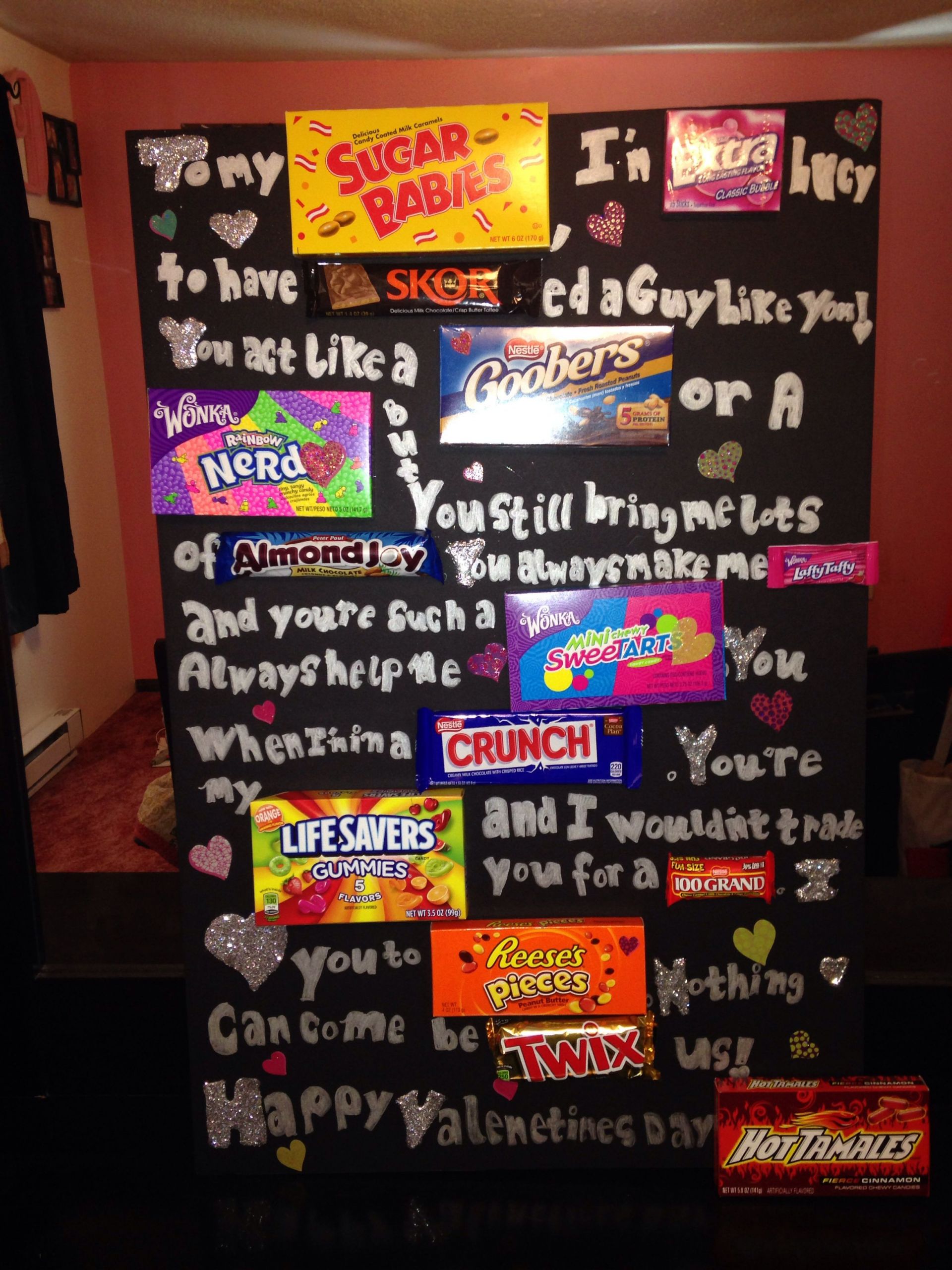 Valentines Day Cards With Candy
 Valentines day candy board for your boyfriend