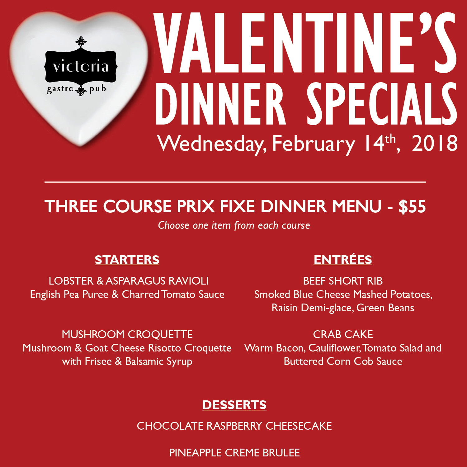 Valentines Dinner Special
 Valentine s Dinner Specials Victoria Gastro Pub