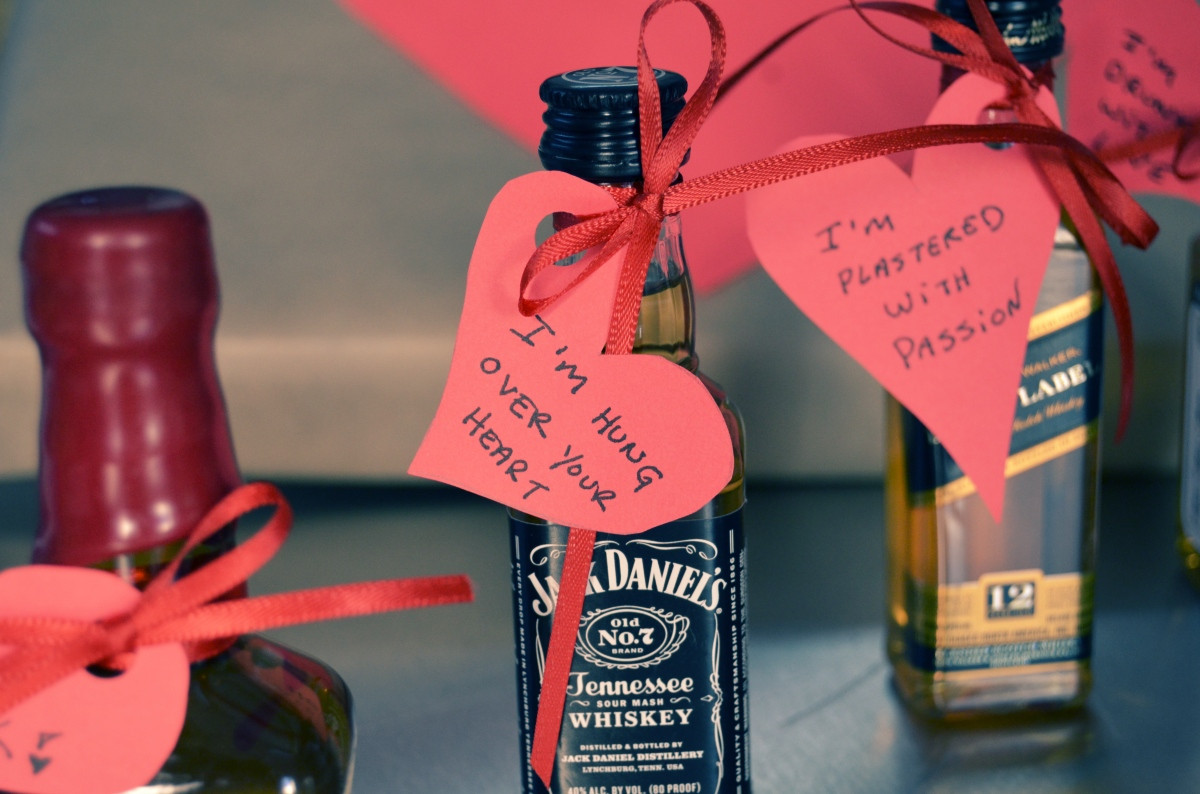 Valentines Guy Gift Ideas
 Mr Kate DIY liquor and hearts valentine for guys