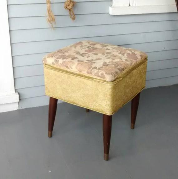 Vanity Bench With Storage
 Bench Vanity Stool Foot Stool Storage Yellow Floral