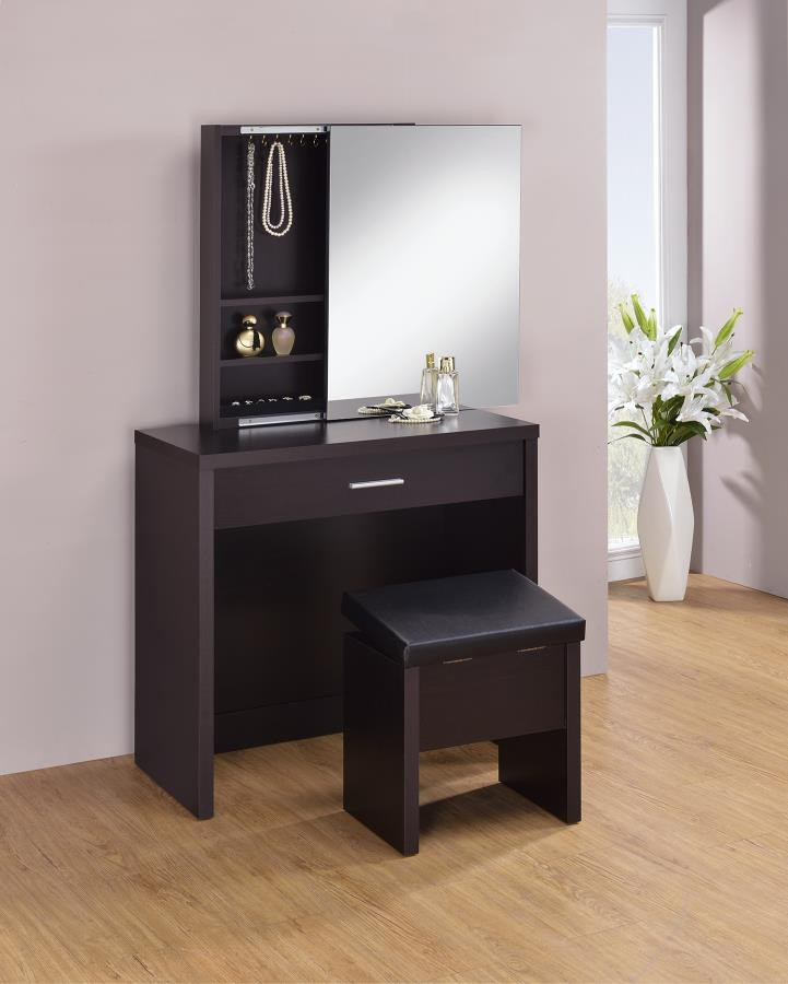 Vanity Bench With Storage
 Cappuccino Vanity and Storage Bench