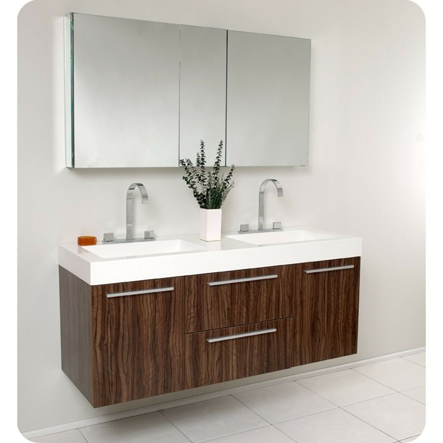 Vanity Cabinets For Bathroom
 Fresca Opulento Walnut Modern Double Sink Bathroom Vanity