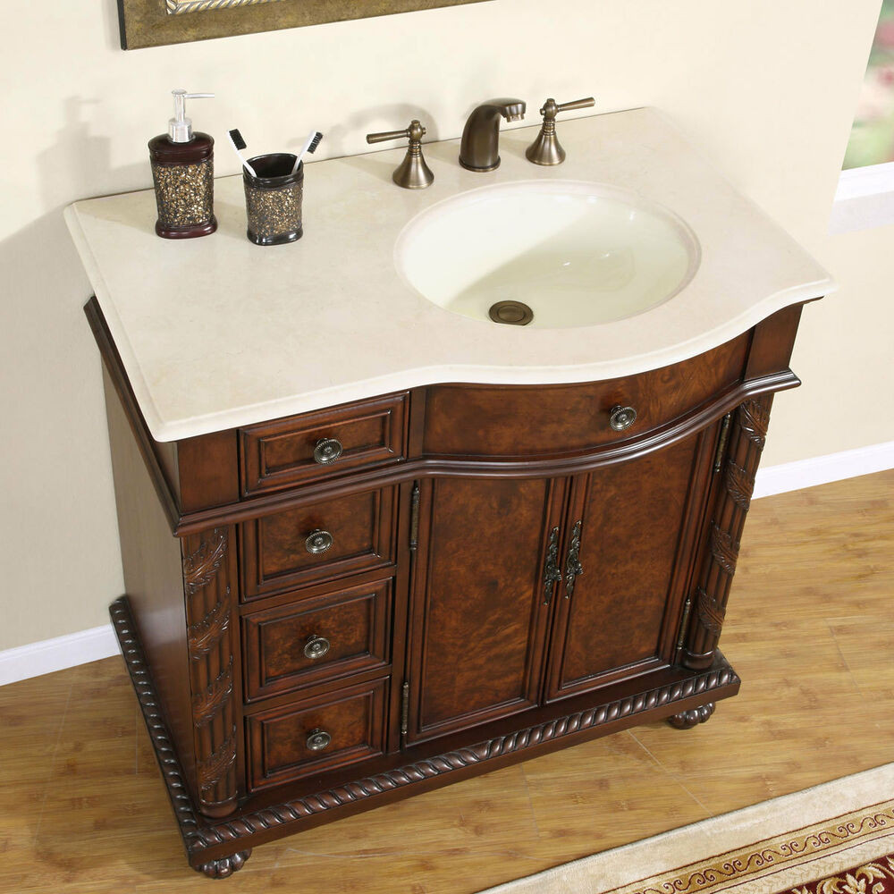 Vanity Cabinets For Bathroom
 36" Marble Top Lavatory Bathroom Single Vanity Cabinet f