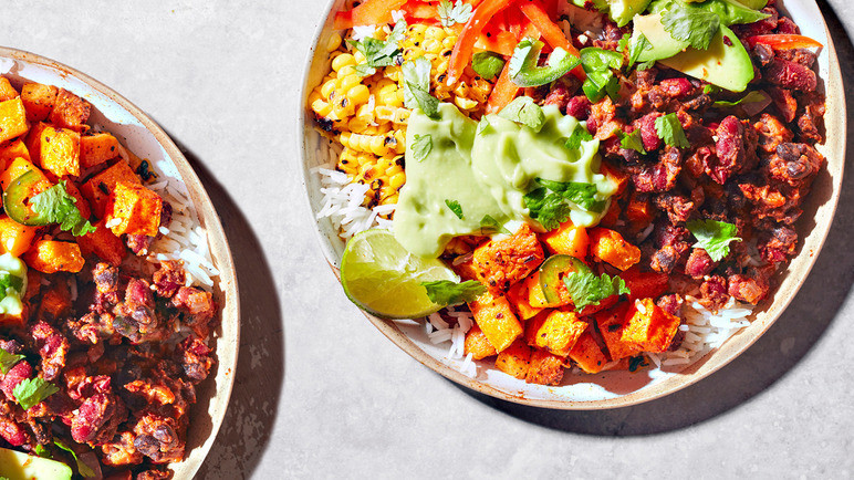 Vegan Refried Bean Recipes
 Recipe Vegan burrito bowls with avocado and refried