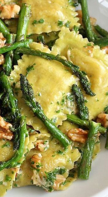 Vegetarian Asparagus Recipes
 Ravioli With Sauteed Asparagus and Walnuts