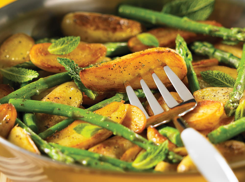 Vegetarian Asparagus Recipes
 Sauteed Fingerlings with Asparagus & Mint