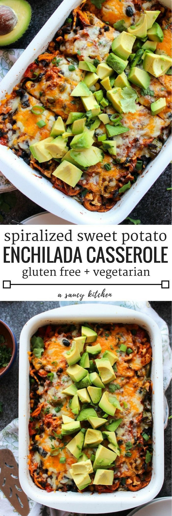 Vegetarian Gluten Free Casserole Recipes
 Spiralized Sweet Potato Enchilada Casserole
