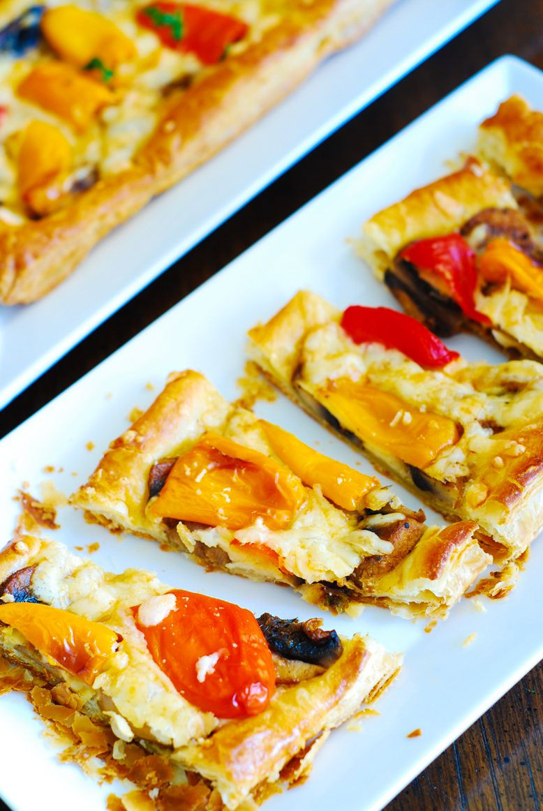 Vegetarian Puff Pastry Recipes
 Mini puff pastry pizzas with bell peppers mushrooms and