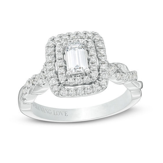 Vera Wang Men's Wedding Rings
 Vera Wang Love Collection 1 CT T W Emerald Cut Diamond