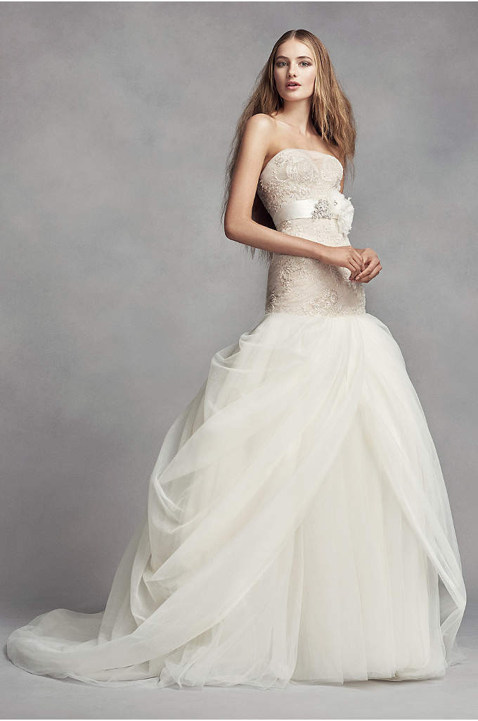 Vera Wang Wedding Dresses
 Jewel Tulle A Line Wedding Dress with Lace Detail Davids