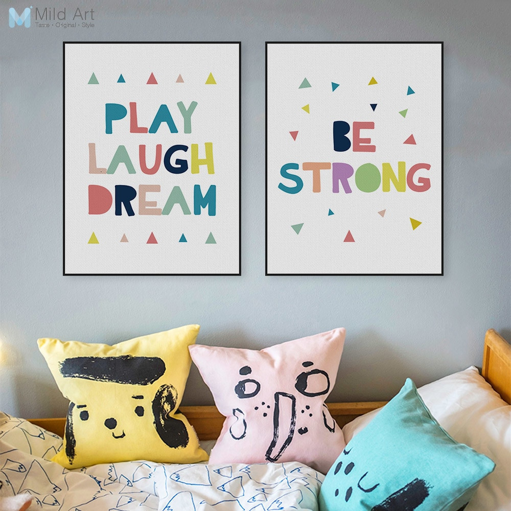 Wall Art Kids Rooms
 Kawaii Motivational Inspire Quotes Posters Print Nordic