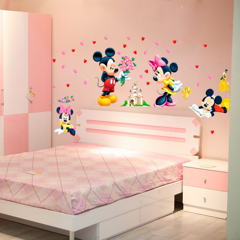 Wall Decals For Kids Bedroom
 Cartoon Mickey Minnie Mouse baby home decals wall stickers