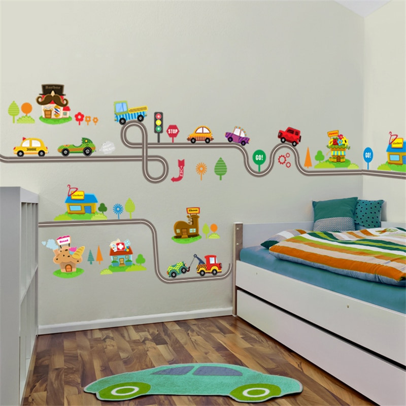 Wall Decals For Kids Bedroom
 highway cars wall stickers for kids baby nursery children