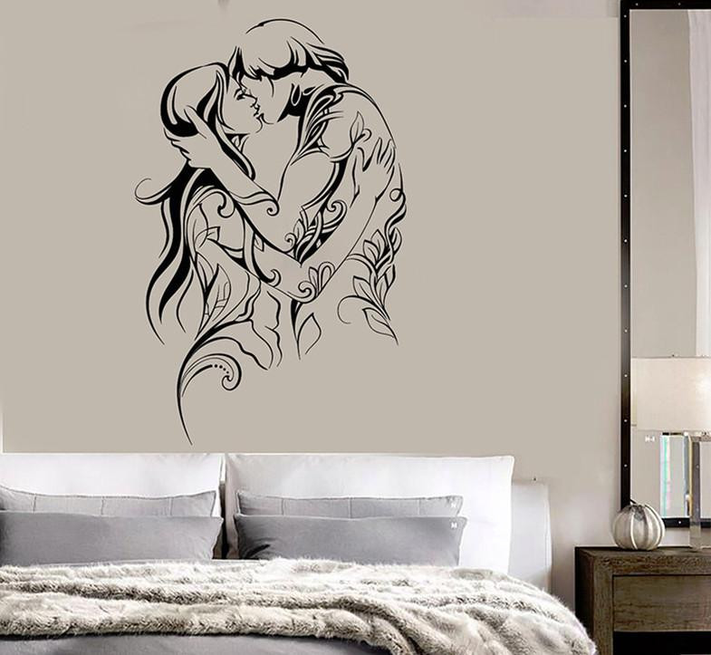 Wall Decor For Couples Bedroom
 Loving Couple Wall Decals Bedroom Art Love Romantic Wall