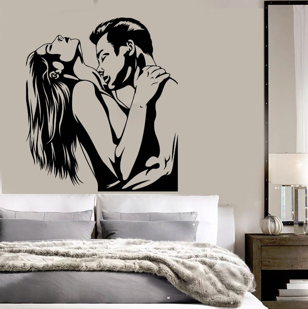 Wall Decor For Couples Bedroom
 Vinyl Wall Decal Loving Couple Love Romance Art Bedroom