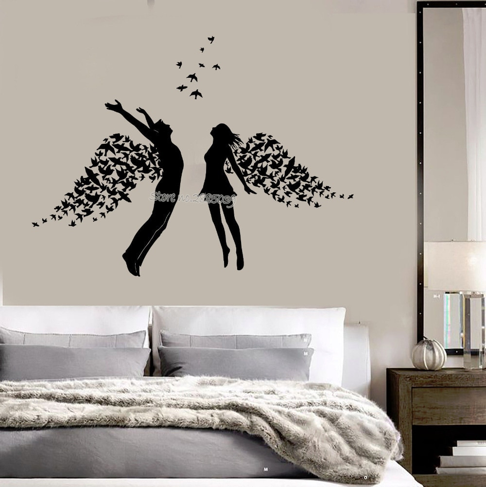 Wall Decor For Couples Bedroom
 Teens Rooms Vinyl Wall Decal Love Couple Romance Wings