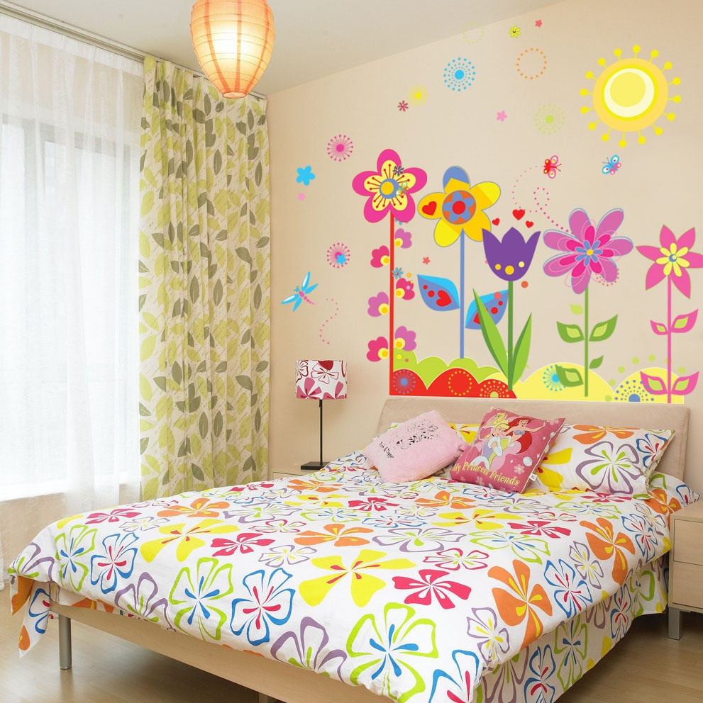 Wall Decoration For Kids Room
 Cute Cartoon Flowers Wall Sticker For Kids Room Home Decor