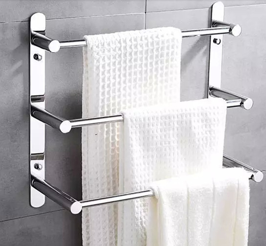 Wall Mounted Bathroom Towel Rack
 Modern 304 Stainless Steel Towel Bar Towel Rack 3 layers