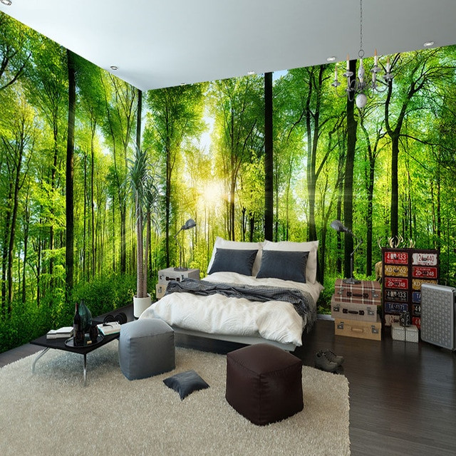 Wall Mural Bedroom
 Custom Mural Natural Scenery Wallpaper Forest 3D Landscape