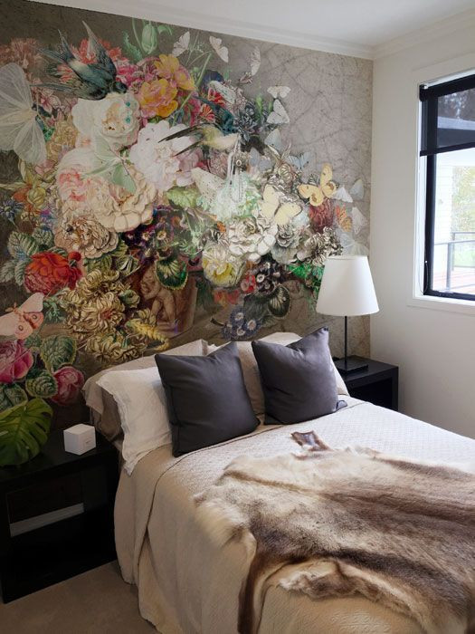Wall Mural Ideas For Bedroom
 Small bedroom design featuring a dramatic still life of