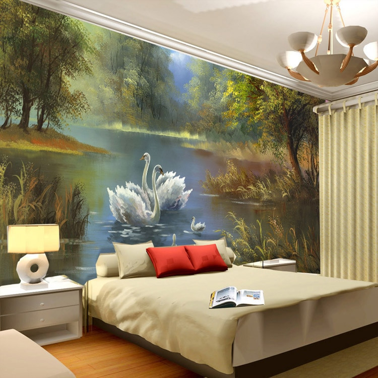 Wall Murals Bedroom
 Elegant Swan lake Wallpaper 3D wallpaper Custom Wall