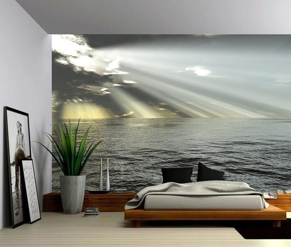 Wall Murals Bedroom
 Seascape Ocean Rays of Light Wall Mural Self adhesive