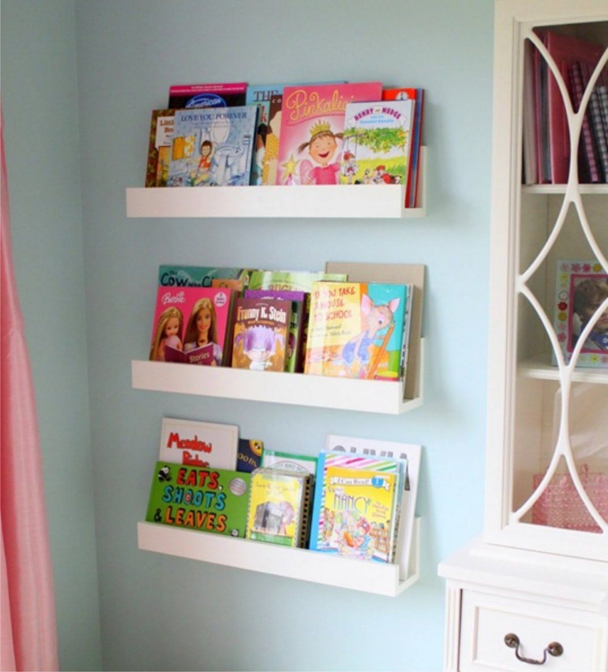 Wall Shelves For Kids Rooms
 DIY White Minimalist Wall Mounted Book Shelves for Little
