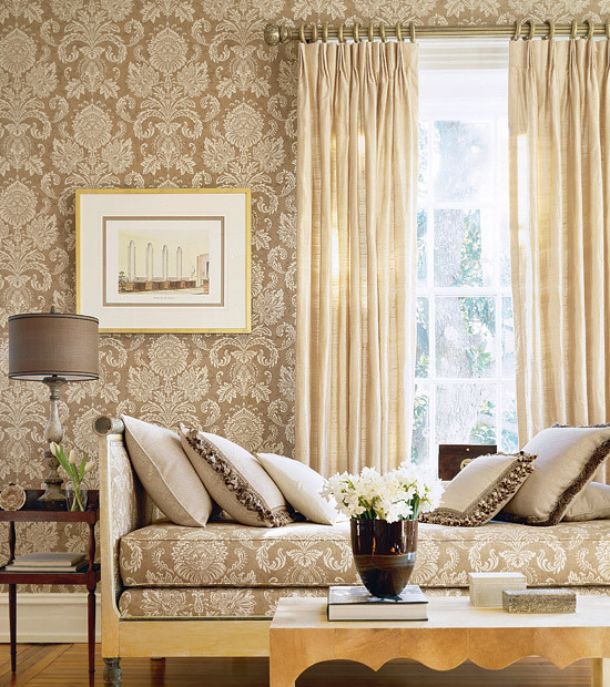 Wallpaper For Living Room
 Magnificent or Egregious Damask Wallpaper Anyone