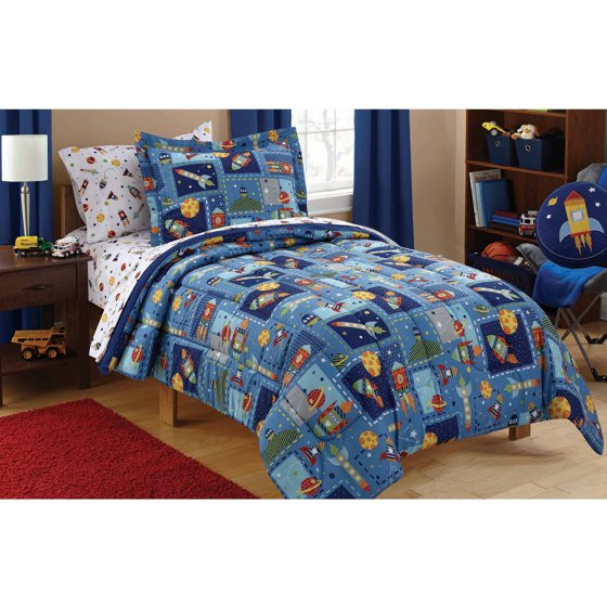 Walmart Kids Bedroom
 Mainstays Kids Space Bed in a Bag Coordinating Bedding Set
